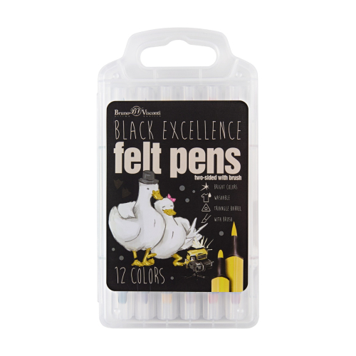 Фломастеры-кисточки 12цв BV 32-0058 Black excellence двустор пласт фут