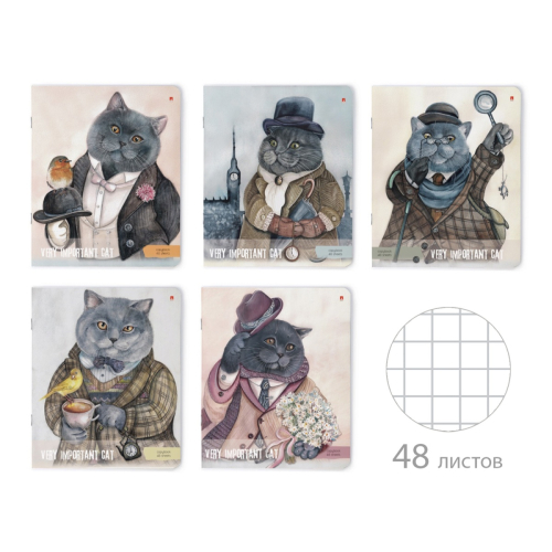 Тетрадь 48л рис Особо важные коты 7-48-1092 Альт софт тач