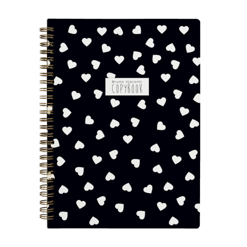 Тетрадь А4 т/о 60л спираль Black white Сердечки 7-60-007/05 BV