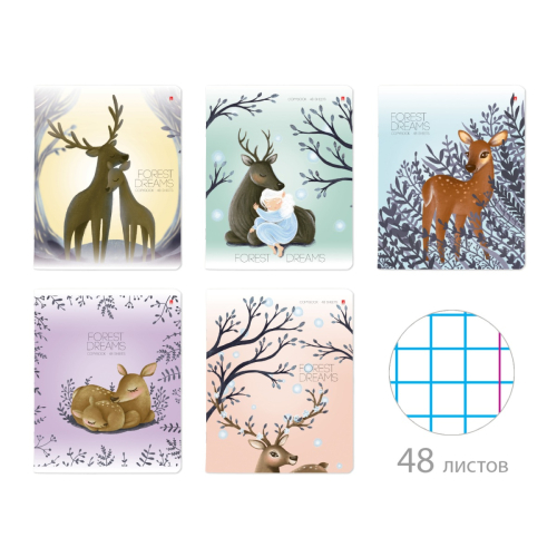 Тетрадь 48л рис Оленята 7-48-1062 Альт софт тач