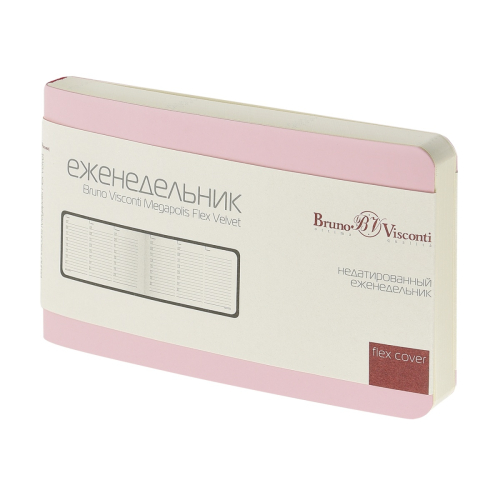 Еженедельник А6 к/з гориз 80л BV Megapolis Velvet Flex Зефир роз 3-740/34