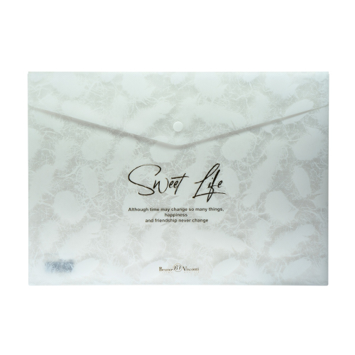 Папка-конверт на кнопке А4 рис фактура Альт 14-041 Листочки и перышки