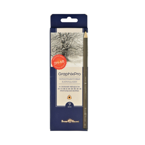 Набор карандашей для графики BV 9шт 21-0010 чернографит 2H-6В (Н?)