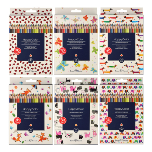 Набор карандашей 36цв 3кат BV 30-0058 HappyColor