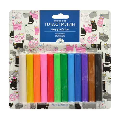 Пластилин восковой 12цв 200г BV 34-0012 HappyColor