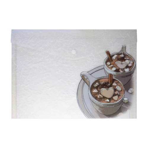 Папка-конверт на кнопке А4 рис фактура Альт 14-036/06 Кофемания Горячий шоколад