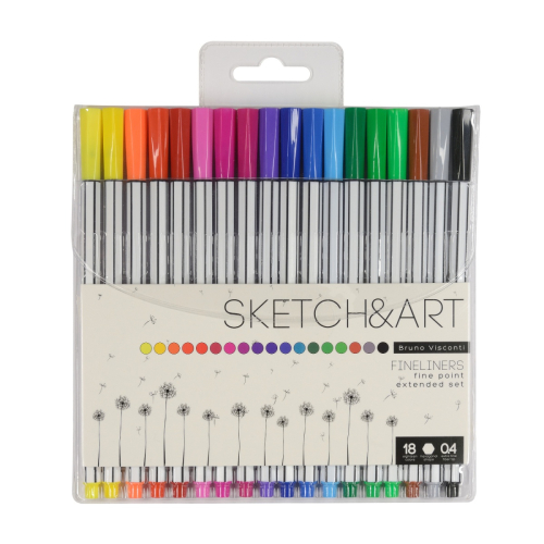 Набор капиллярных ручек 18цв BV 36-0012 0,4мм Sketch Art линеры