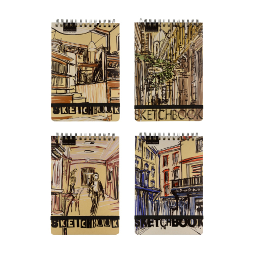 Скетчбук крафт блок 180*260 60л спираль 1-504/01 BV 100г/м резинка