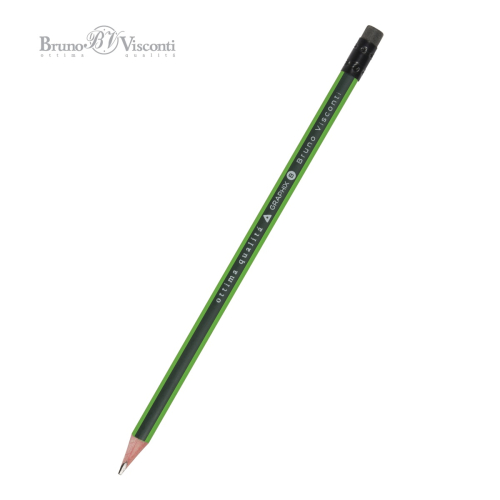 Карандаш офис ч/г с ласт BV Graphix 21-0023 B трехгр полосатый /44 шт/