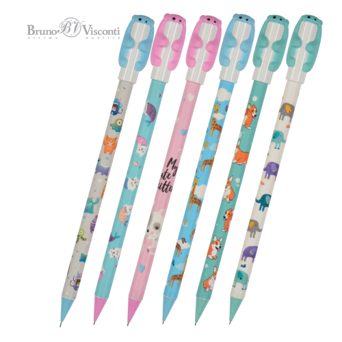 Карандаш мех детск 0,5мм BV Joy Graphix 21-0053/01 Обнимашки с фигуркой-насадкой