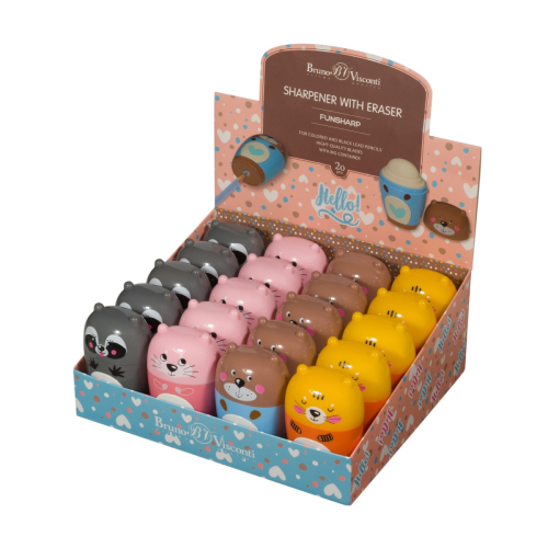 Точилка + ластик BV 35-0021 Funsharp зверушки 1отв