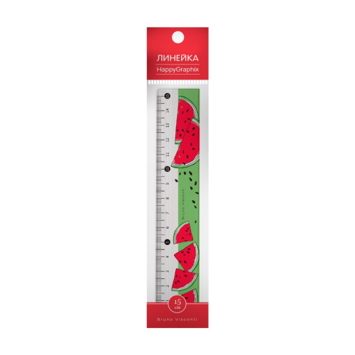 Линейка пластик рис 20см BV 45-0012/07 Happygraphix Fresh & fruity Арбуз