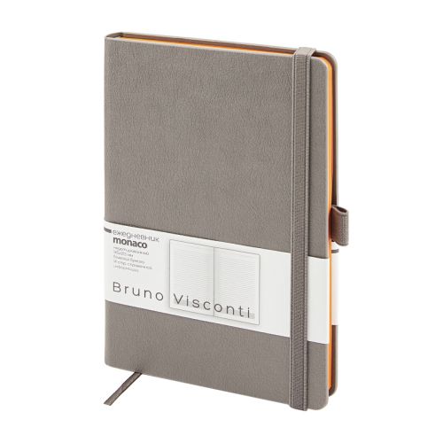 Ежедневник А5 к/з резинка держат д/ручки 136л BV Monaco серый 3-518/05 цв срез пласт фут