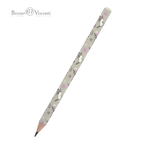 Карандаш ч/г BV Happy Graphix jumbo 21-0062/01 Девочка и единорог Птички 4B трехгран