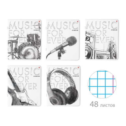 Тетрадь 48л рис MUSIC BLACK&WHITE 7-48-581 Альт (НЕ ЗАКАЗ)