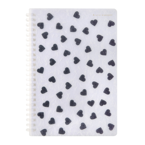 Тетрадь А5 пл/о 60л спираль силик Black White Сердечки 7-60-1268/07 BV