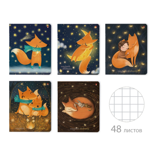 Тетрадь 48л рис Волшебные лисы 7-48-436 Альт