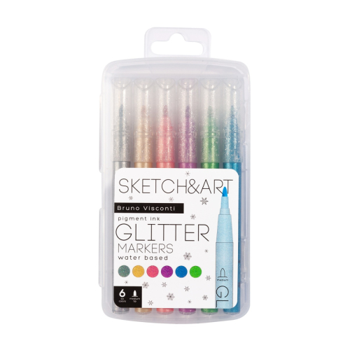 Набор маркеров для скетчинга глиттер 6цв BV SketchandArt 22-0094