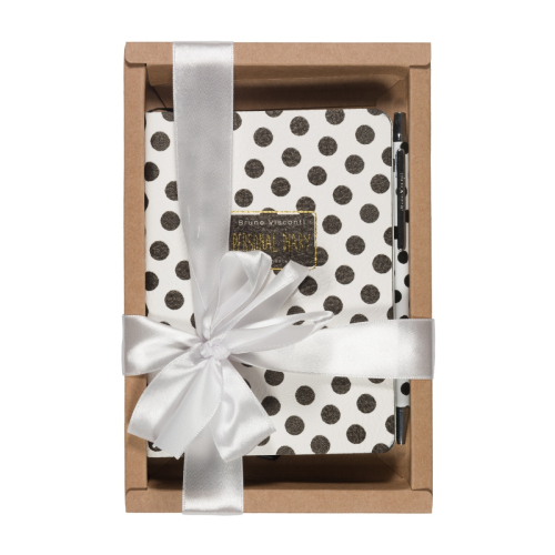 Набор подарочный BV Black white горошек Ежедневник А6 к/з и ручка Felicita 3-742/01-5