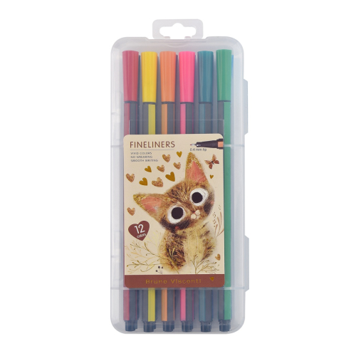 Набор капиллярных ручек 12цв BV 36-0034 0,4мм Love me