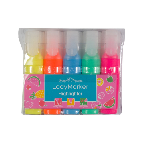 Набор текстмаркеров 5цв BV 22-0059 Ladymarker неон
