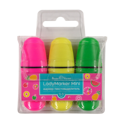 Набор текстмаркеров мини 3цв BV 22-0067 LadyMarker неон