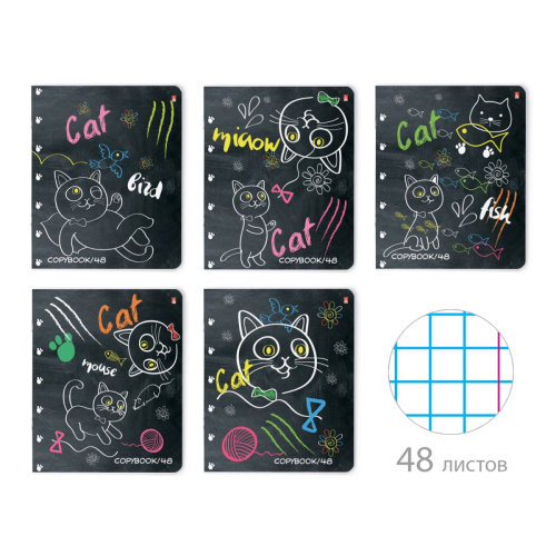 Тетрадь 48л рис Ученый кот 7--48-746 Альт