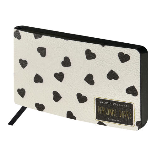 Еженедельник А6 к/з фотопеч гориз 80л BV Black White Сердечки 3-741/01