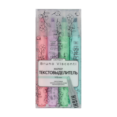 Набор текстмаркеров 4цв BV 22-0088 UniText пастель(Не зак-ть срок год до 12.25)