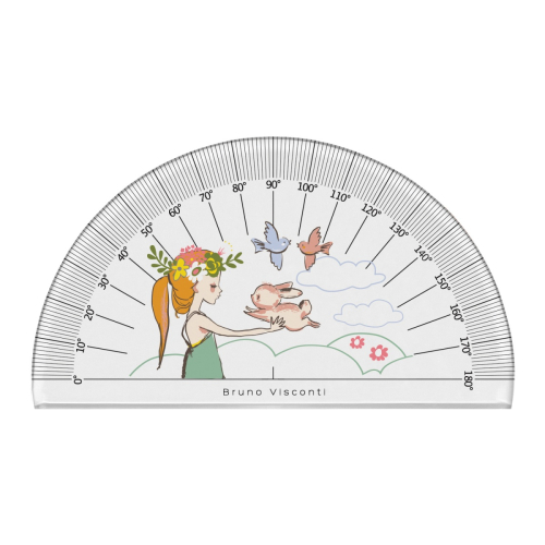 Транспортир 180гр 10см BV 45-0020/02 Happygraphix Девочка и кролик (М?) (Ф?)
