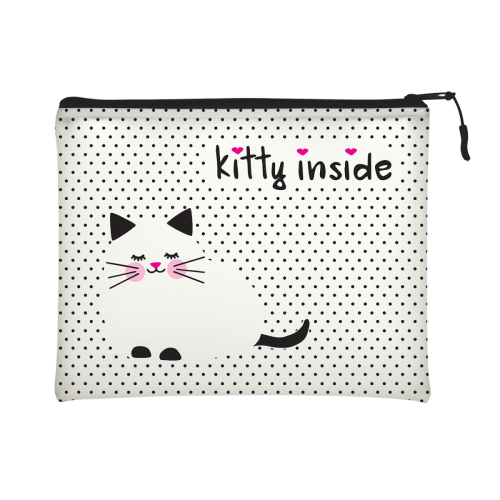 Папка-конверт на молнии А5 силикон Альт 14-005/01 Котеночек белый