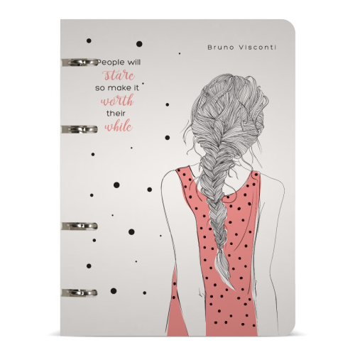 Тетрадь на кольцах пл 80л BV Девушка с косичкой 7-80-632/05 блок с рис в точку (НЕ ЗАКАЗ)