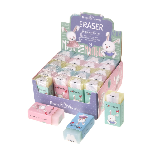 Ластик BV 42-0059 HappyGraphix Зайчики (уп24)