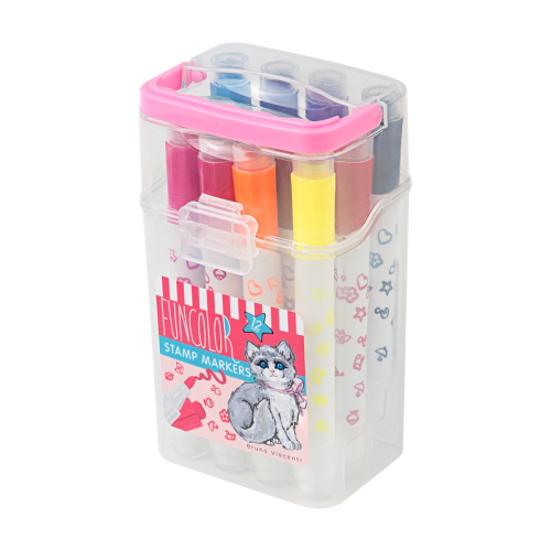 Фломастеры 12цв BV 32-0038 Funcolor штампики в пласт футляре