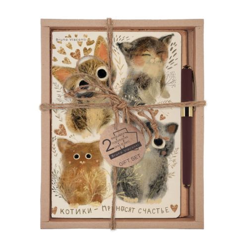 Набор Подарочный BV Котики Счастье Две Тетради и Ручка 7-40-001/146-3