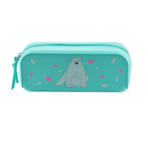 Пенал-косметичка 1отд силикон 180*50*70  Альт 14-055/01 WHITE BEAR AND ICE CREAM