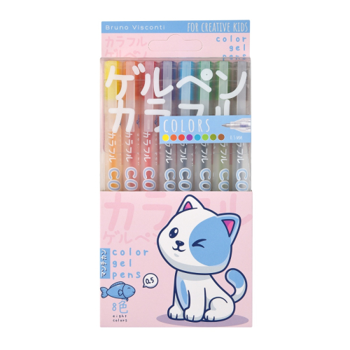 Набор гелевых ручек 8цв BV 20-0362 UniWrite COLORS Kawaii animals