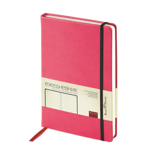 Ежедневник А5 к/з резинка 160л BV MEGAPOLIS Velvet фуксия тонир 3-468/12