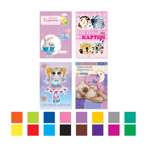 Картон цветной мелов одност А4 16л 8цв Дисней 11-416-171Д Альт