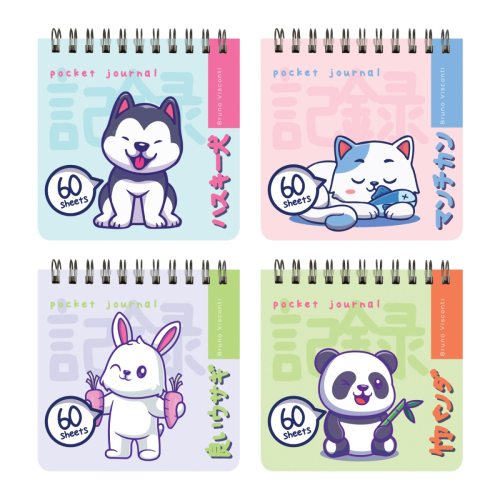 Блокнот 90*90 60л т/о спираль Pocket journal Kawaii Animals 3-653/02