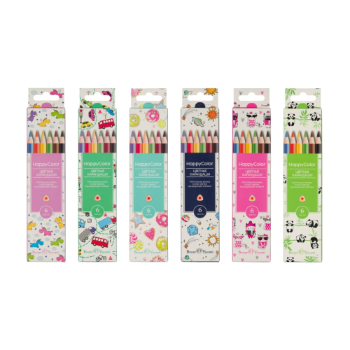 Набор карандашей 6цв 2кат BV 30-0051 Happycolor