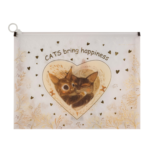 Папка-конверт на молнии А4 Альт 14-037/11 Котики Счастье