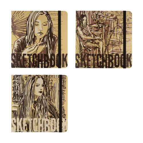 Скетчбук крафт блок 200*200 80л книж пер 1-512/01 BV 100г/м резинка (П?)