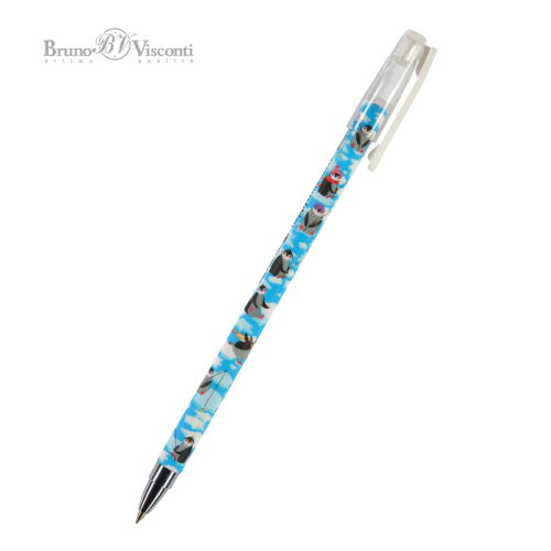 Ручка шар BV HappyWrite Пингвины 20-0215/03 0,5мм син