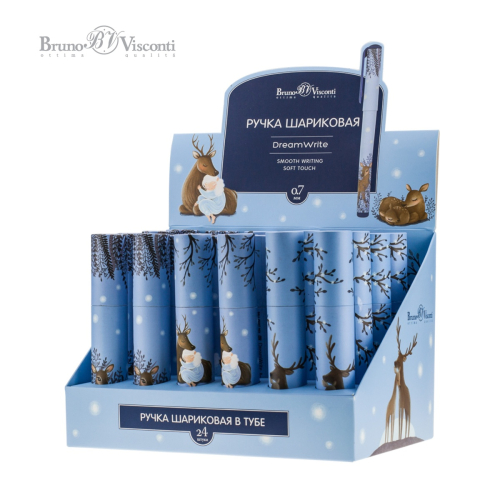 Ручка шар BV DreamWrite тубус Олененок 20-0264/02 0,7мм син