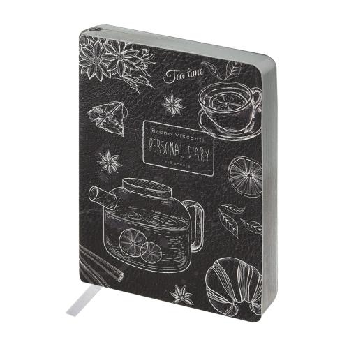 Ежедневник А6 к/з фотопеч гиб 128л BV Caffe Nero Time 3-742/04 тон бл сереб срез