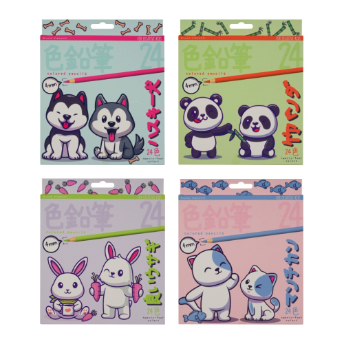 Набор карандашей 24цв 3кат BV 30-0129 Кawaii Аnimals пластик