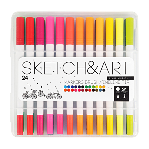 Набор маркеров для скетчинга 24цв двустор BV 22-0083 пласт футляр
