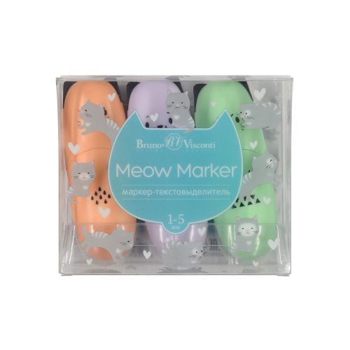 Набор текстмаркеров 3цв BV 22-0106 meow marker мят оранж сирен пастель(Не зак-ть срок годн до 10.25)