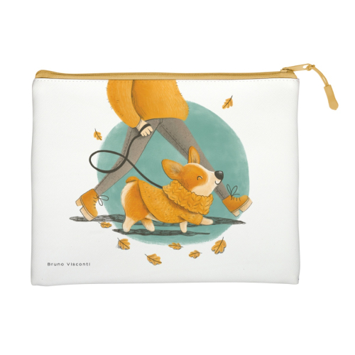 Папка-конверт на молнии А5 к/з Альт 14-002/15 Корги босс к/з (Р?)